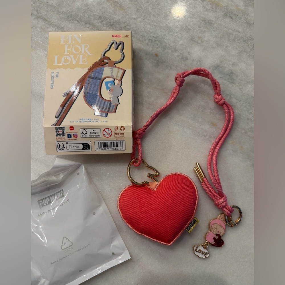 Pin For Love SECRET ❤️ Letter Keychain 
Pop Mart